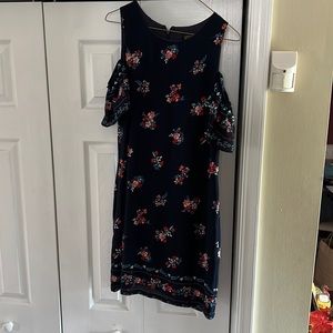 Navy blue floral spring dress